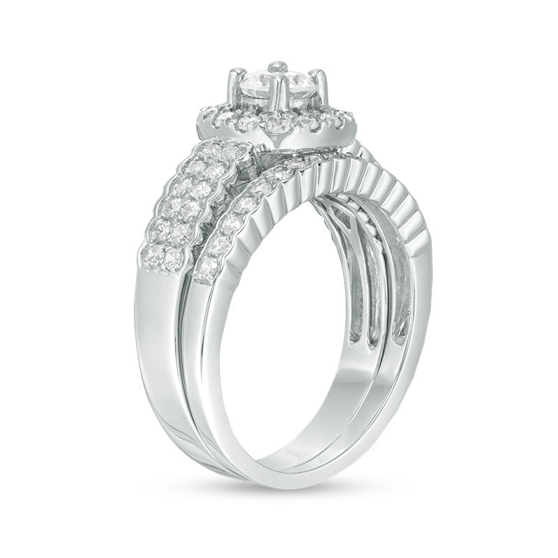 0.91 CT. T.W. Diamond Cushion Frame Bridal Set in 10K White Gold|Peoples Jewellers