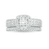 Thumbnail Image 3 of 0.91 CT. T.W. Diamond Cushion Frame Bridal Set in 10K White Gold