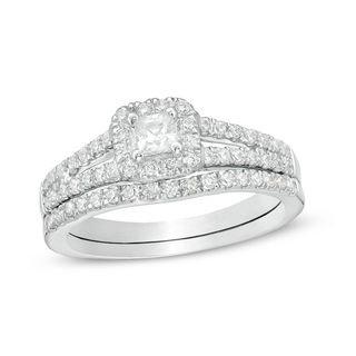 0.45 CT. T.W. Princess-Cut Diamond Frame Bridal Set in 10K White Gold