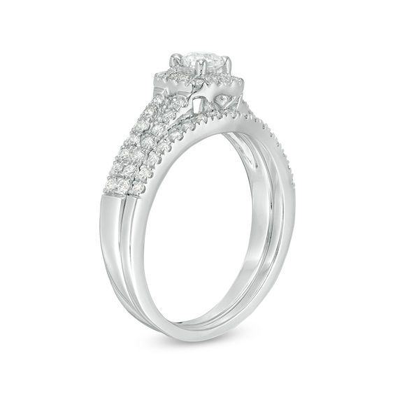 0.45 CT. T.W. Princess-Cut Diamond Frame Bridal Set in 10K White Gold