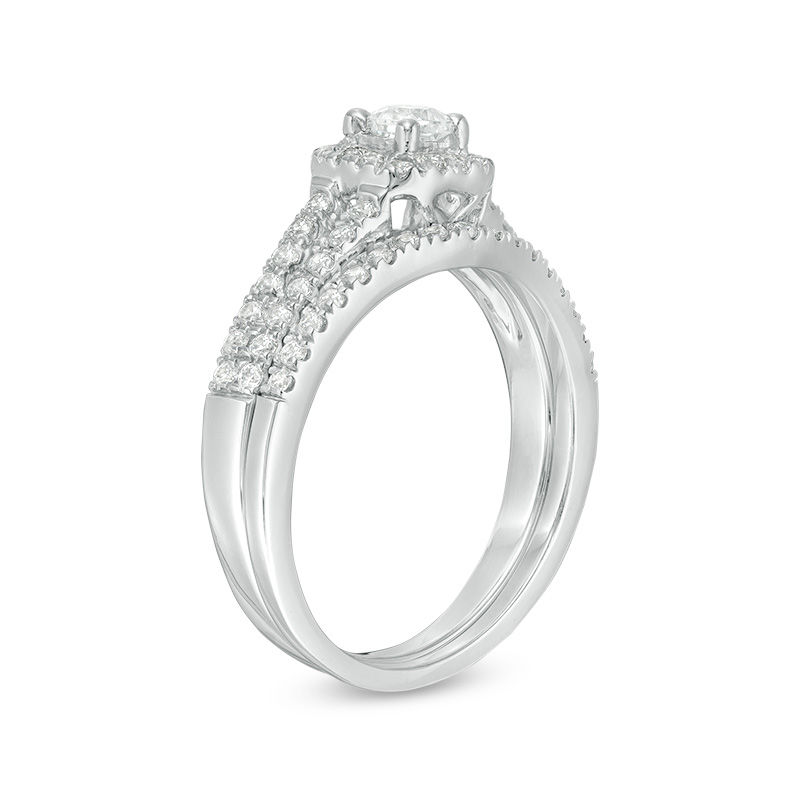 0.45 CT. T.W. Princess-Cut Diamond Frame Bridal Set in 10K White Gold