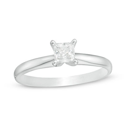 0.50 CT. Princess-Cut Diamond Solitaire Engagement Ring in 14K White Gold (J/I3)