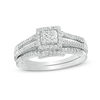 0.29 CT. T.W. Composite Diamond Square Frame Split Shank Bridal Set in 10K White Gold