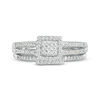 0.29 CT. T.W. Composite Diamond Square Frame Split Shank Bridal Set in 10K White Gold