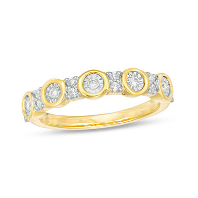 0.23 CT. T.W. Diamond Alternating Circle and Rectangle Stackable Band in 10K Gold