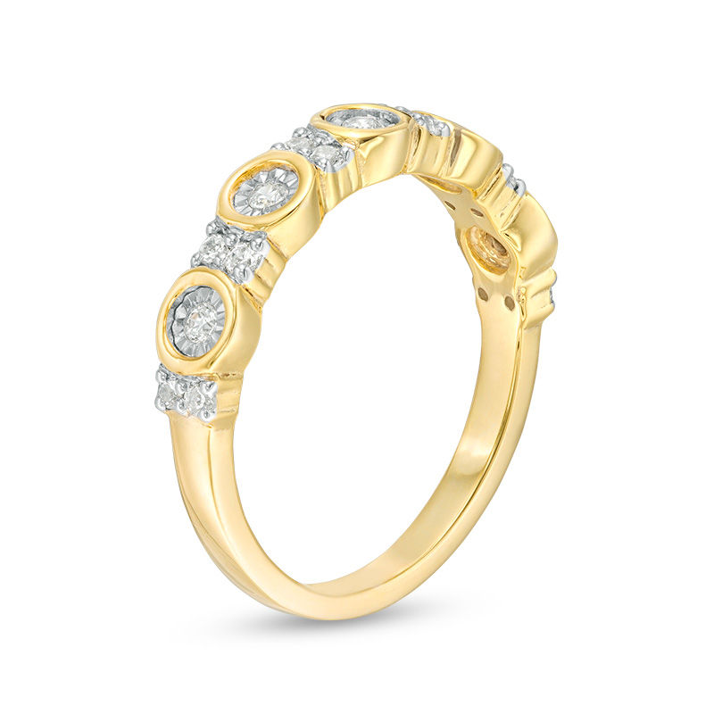 0.23 CT. T.W. Diamond Alternating Circle and Rectangle Stackable Band in 10K Gold|Peoples Jewellers