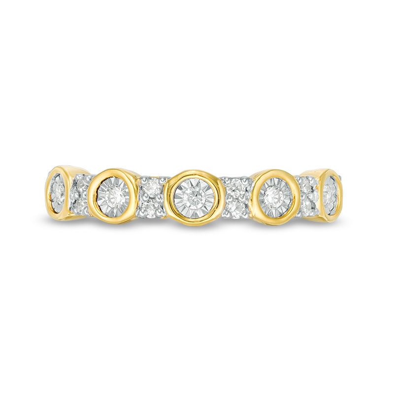 0.23 CT. T.W. Diamond Alternating Circle and Rectangle Stackable Band in 10K Gold|Peoples Jewellers