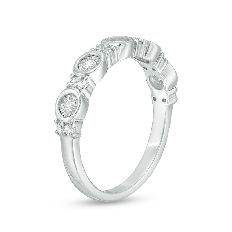 Main Image 2 of 0.23 CT. T.W. Diamond Alternating Circle and Rectangle Stackable Band in 10K White Gold