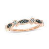 Thumbnail Image 0 of 0.116 CT. T.W. Enhanced Black and White Diamond Alternating Tilted Square and Marquise Stackable Band in 10K Rose Gold