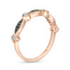 0.116 CT. T.W. Enhanced Black and White Diamond Alternating Tilted Square and Marquise Stackable Band in 10K Rose Gold