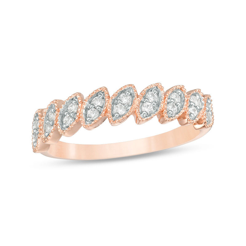 0.147 CT. T.W. Diamond Tilted Marquise Vintage-Style Stackable Band in 10K Rose Gold|Peoples Jewellers
