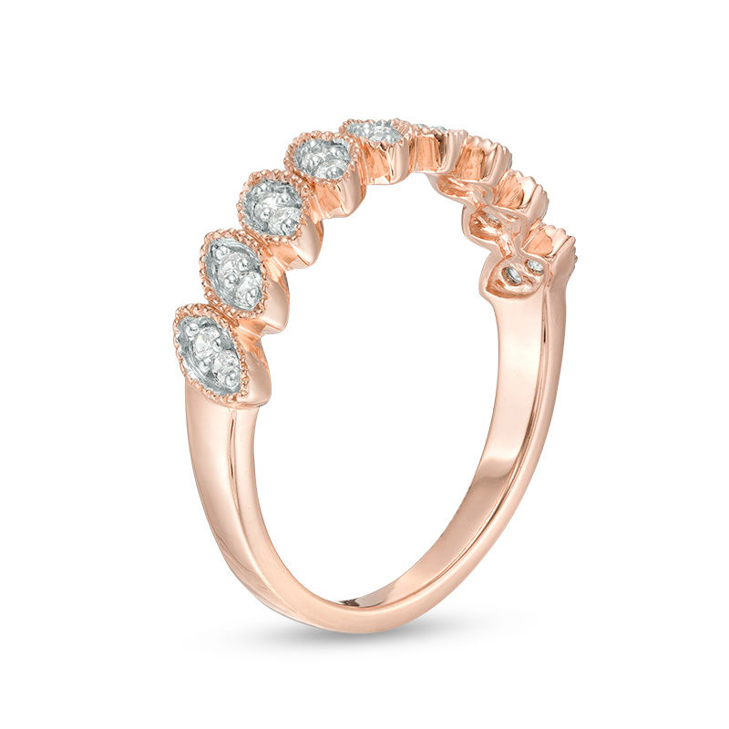0.147 CT. T.W. Diamond Tilted Marquise Vintage-Style Stackable Band in 10K Rose Gold|Peoples Jewellers