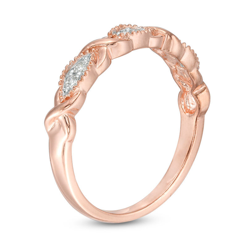0.087 CT. T.W. Diamond "XO" Twist Marquise Vintage-Style Stackable Band in 10K Rose Gold|Peoples Jewellers