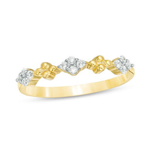 0.115 CT. T.W. Diamond and Beaded Alternating Stackable Band in 10K Gold