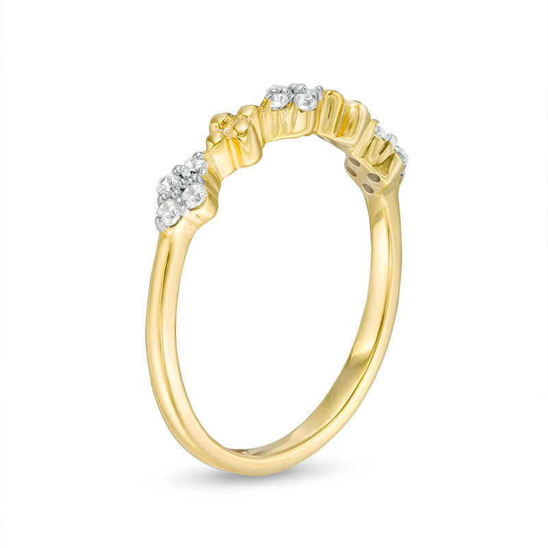 0.115 CT. T.W. Diamond and Beaded Alternating Stackable Band in 10K Gold