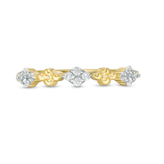 0.115 CT. T.W. Diamond and Beaded Alternating Stackable Band in 10K Gold