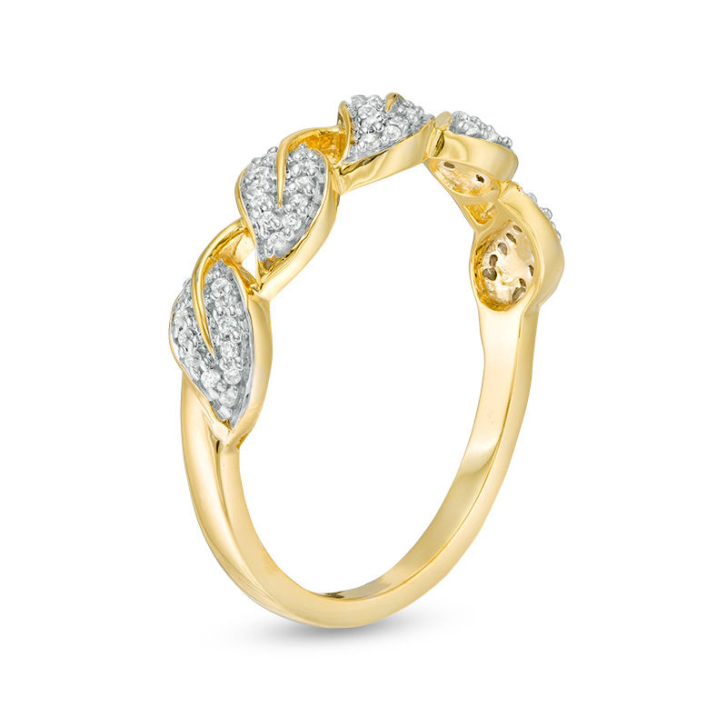 0.088 CT. T.W. Diamond Leaf Stackable Band in 10K Gold|Peoples Jewellers