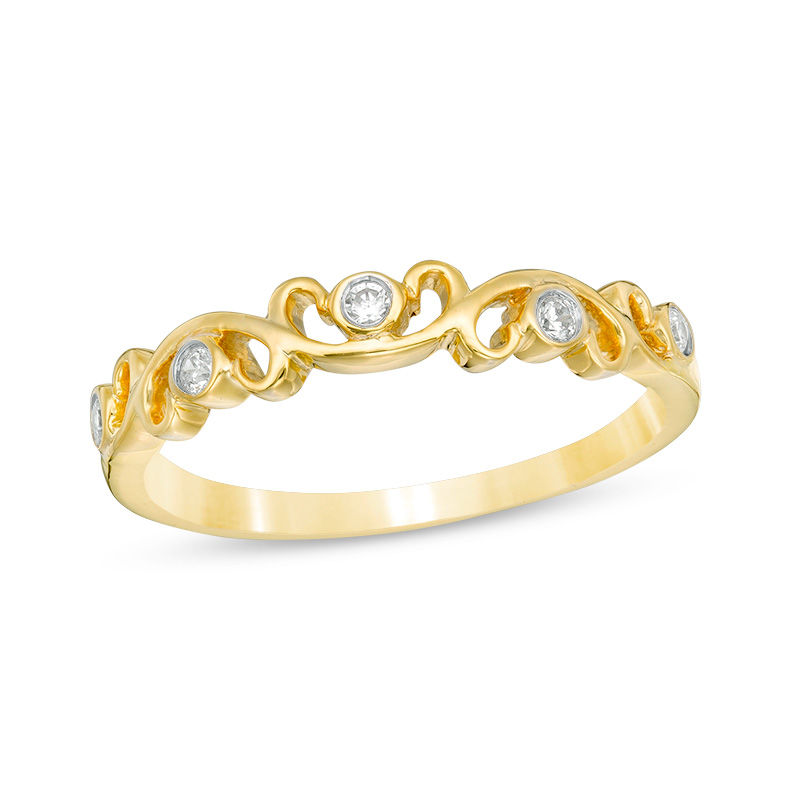0.04 CT. T.W. Diamond Filigree Stackable Band in 10K Gold|Peoples Jewellers