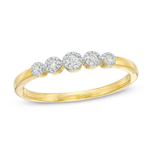 0.086 CT. T.W. Diamond Five Stone Stackable Band in 10K Gold