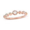 Thumbnail Image 0 of 0.115 CT. T.W. Diamond Three Stone and Beaded Vintage-Style Stackable Band in 10K Rose Gold