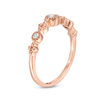 Thumbnail Image 1 of 0.115 CT. T.W. Diamond Three Stone and Beaded Vintage-Style Stackable Band in 10K Rose Gold