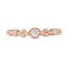 Thumbnail Image 2 of 0.115 CT. T.W. Diamond Three Stone and Beaded Vintage-Style Stackable Band in 10K Rose Gold