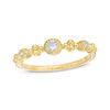 0.115 CT. T.W. Diamond Three Stone and Beaded Vintage-Style Stackable Band in 10K Gold