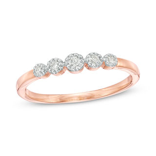 0.086 CT. T.W. Diamond Five Stone Stackable Band in 10K Rose Gold