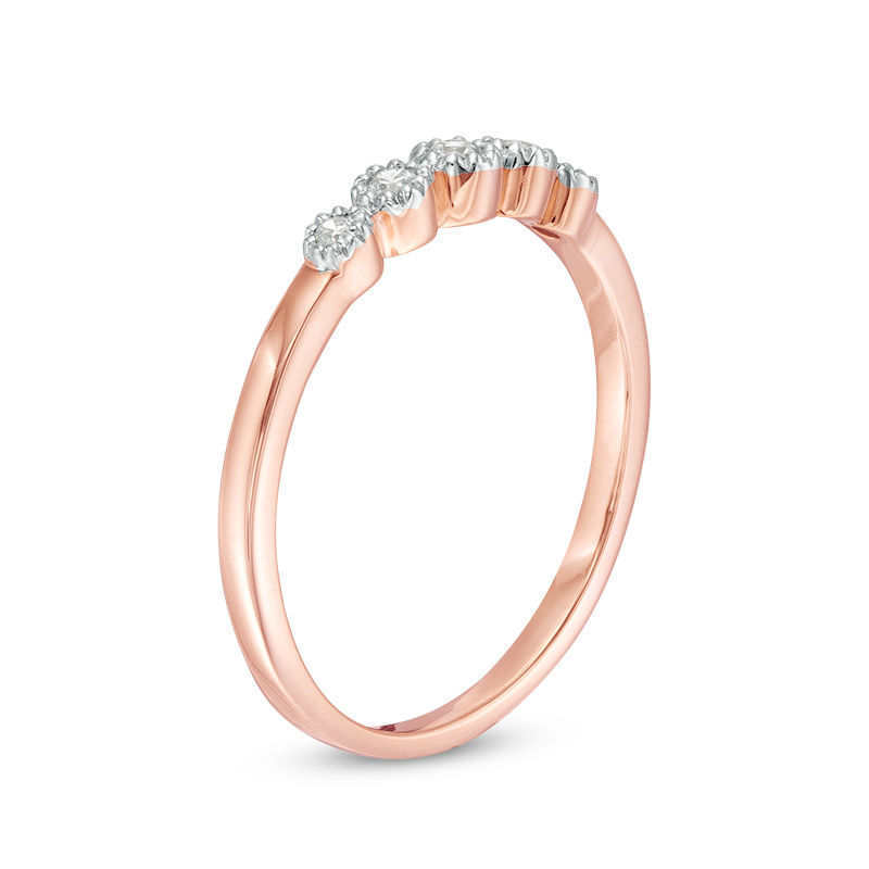 0.086 CT. T.W. Diamond Five Stone Stackable Band in 10K Rose Gold|Peoples Jewellers