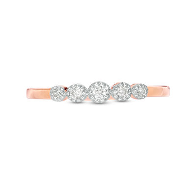 0.086 CT. T.W. Diamond Five Stone Stackable Band in 10K Rose Gold