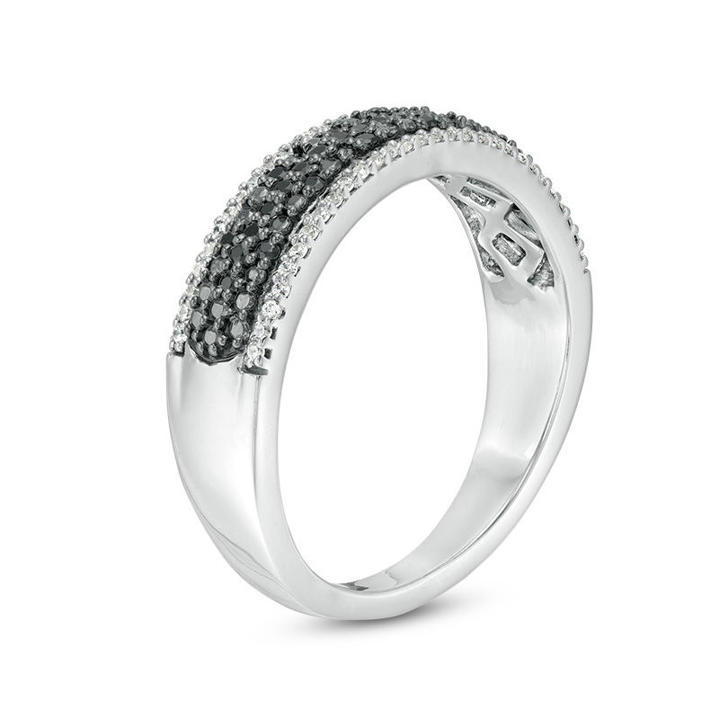0.23 CT. T.W. Enhanced Black and White Diamond Multi-Row Band in 10K White Gold|Peoples Jewellers