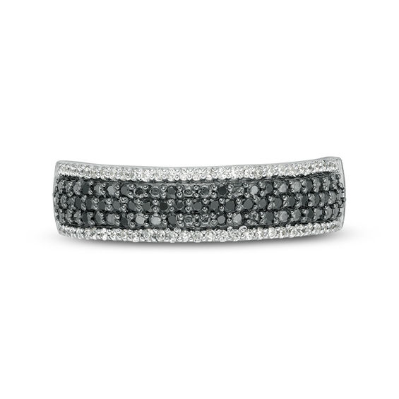 0.23 CT. T.W. Enhanced Black and White Diamond Multi-Row Band in 10K White Gold