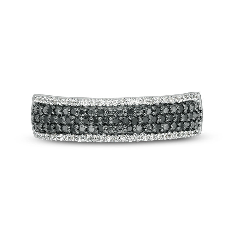 0.23 CT. T.W. Enhanced Black and White Diamond Multi-Row Band in 10K White Gold|Peoples Jewellers