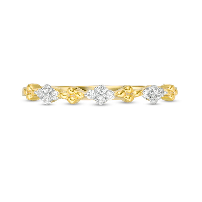 0.146 CT. T.W. Diamond and Beaded Alternating Stackable Band in 10K Gold|Peoples Jewellers