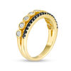 Thumbnail Image 1 of 0.23 CT. T.W. Enhanced Black and White Diamond Double Row Stackable Band in 10K Gold