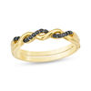 Thumbnail Image 1 of 0.146 CT. T.W. Enhanced Black and White Diamond Reversible Twist and Double Row Stackable Band in 10K Gold