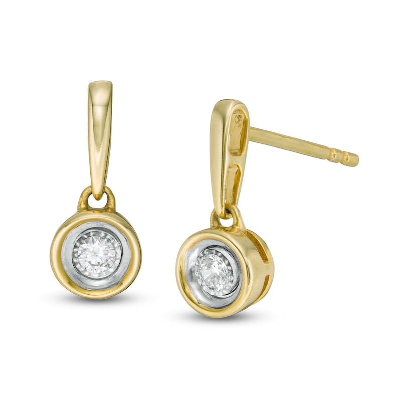 0.10 CT. T.W.  Diamond Solitaire Drop Earrings in 10K Gold|Peoples Jewellers