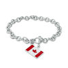 Peoples 100-Year Anniversary Red and White Enamel Canadian Flag Bracelet in Sterling Silver - 8.0"