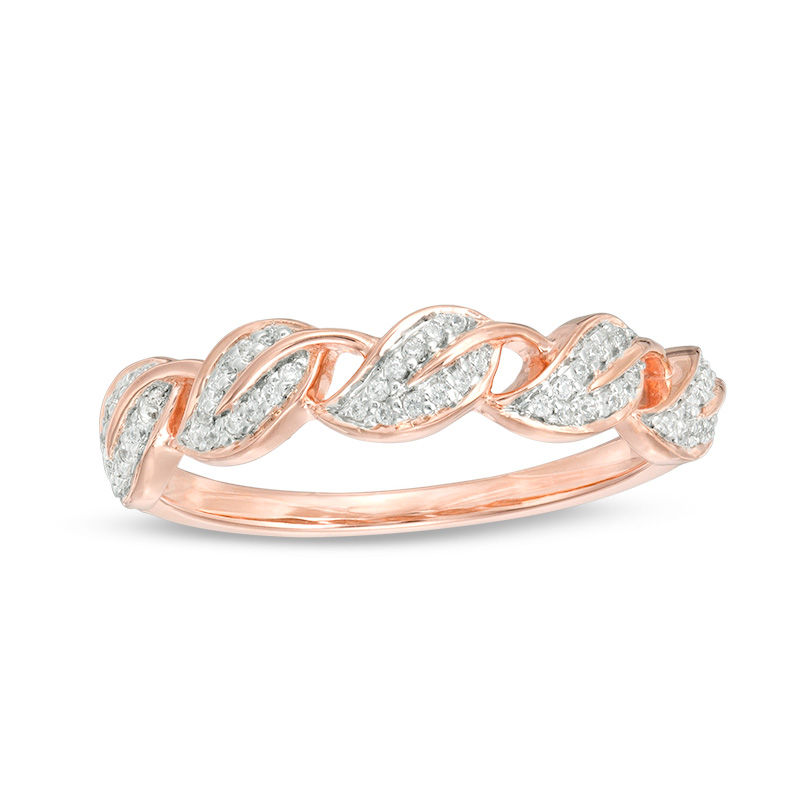 0.088 CT. T.W. Diamond Leaf Stackable Band in 10K Rose Gold|Peoples Jewellers