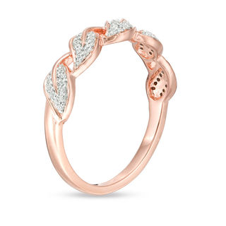 0.088 CT. T.W. Diamond Leaf Stackable Band in 10K Rose Gold