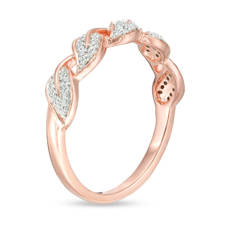 0.088 CT. T.W. Diamond Leaf Stackable Band in 10K Rose Gold|Peoples Jewellers
