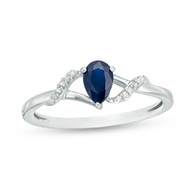 Pear-Shaped Blue Sapphire and Diamond 
