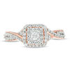 0.36 CT. T.W. Princess-Cut Diamond Double Frame Engagement Ring in 10K Rose Gold