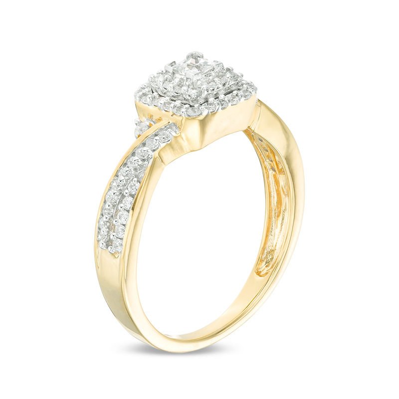 0.36 CT. T.W. Princess-Cut Diamond Double Frame Engagement Ring in 10K Gold