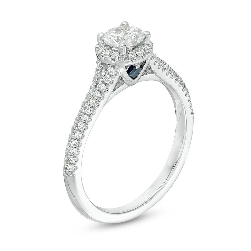 Vera Wang Love Collection 0.70 CT. T.W. Diamond Frame Split Shank Engagement Ring in 14K White Gold|Peoples Jewellers