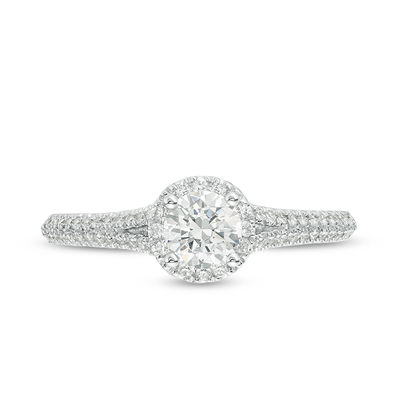 Vera Wang Love Collection 0.70 CT. T.W. Diamond Frame Split Shank Engagement Ring in 14K White Gold