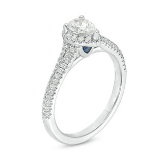 Vera Wang Love Collection 0.70 CT. T.W. Pear-Shaped Diamond Frame Split Shank Engagement Ring in 14K White Gold