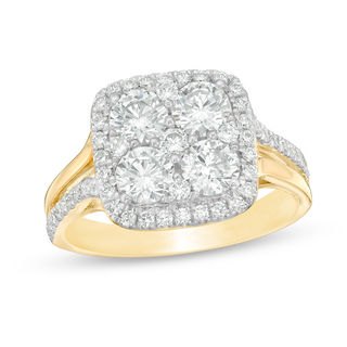 1.50 CT. T.W. Composite Diamond Elongated Cushion Frame Engagement Ring in 14K Gold