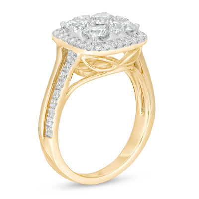 1.50 CT. T.W. Composite Diamond Elongated Cushion Frame Engagement Ring in 14K Gold