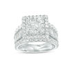 3.00 CT. T.W. Diamond Double Square Frame Multi-Row Engagement Ring in 14K White Gold